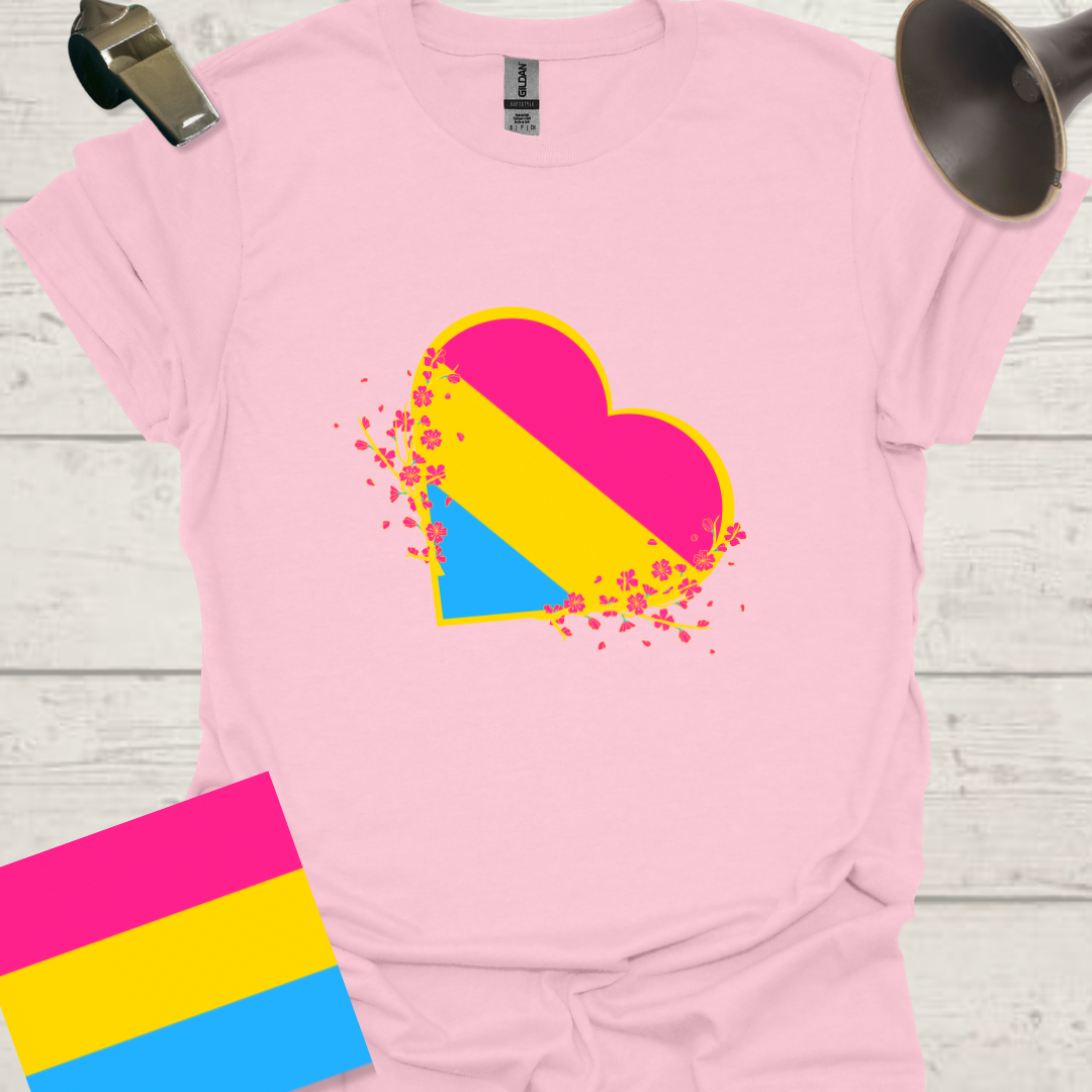 Pansexual Heart and Flowers T-Shirt
