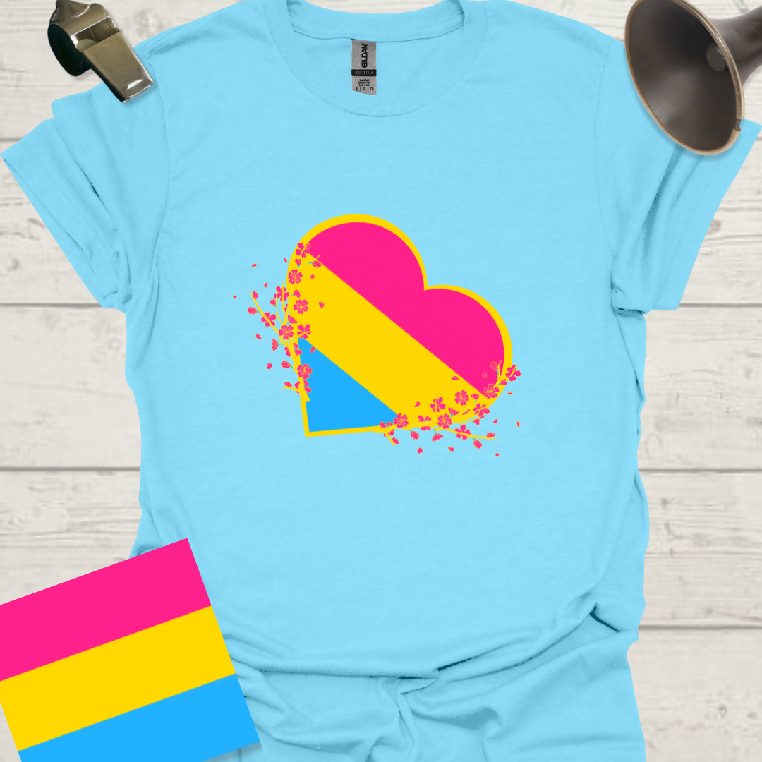 Pansexual Heart and Flowers T-Shirt