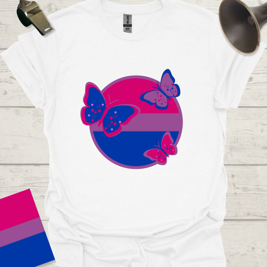 Bisexual Flag Sphere Butterflies T-Shirt