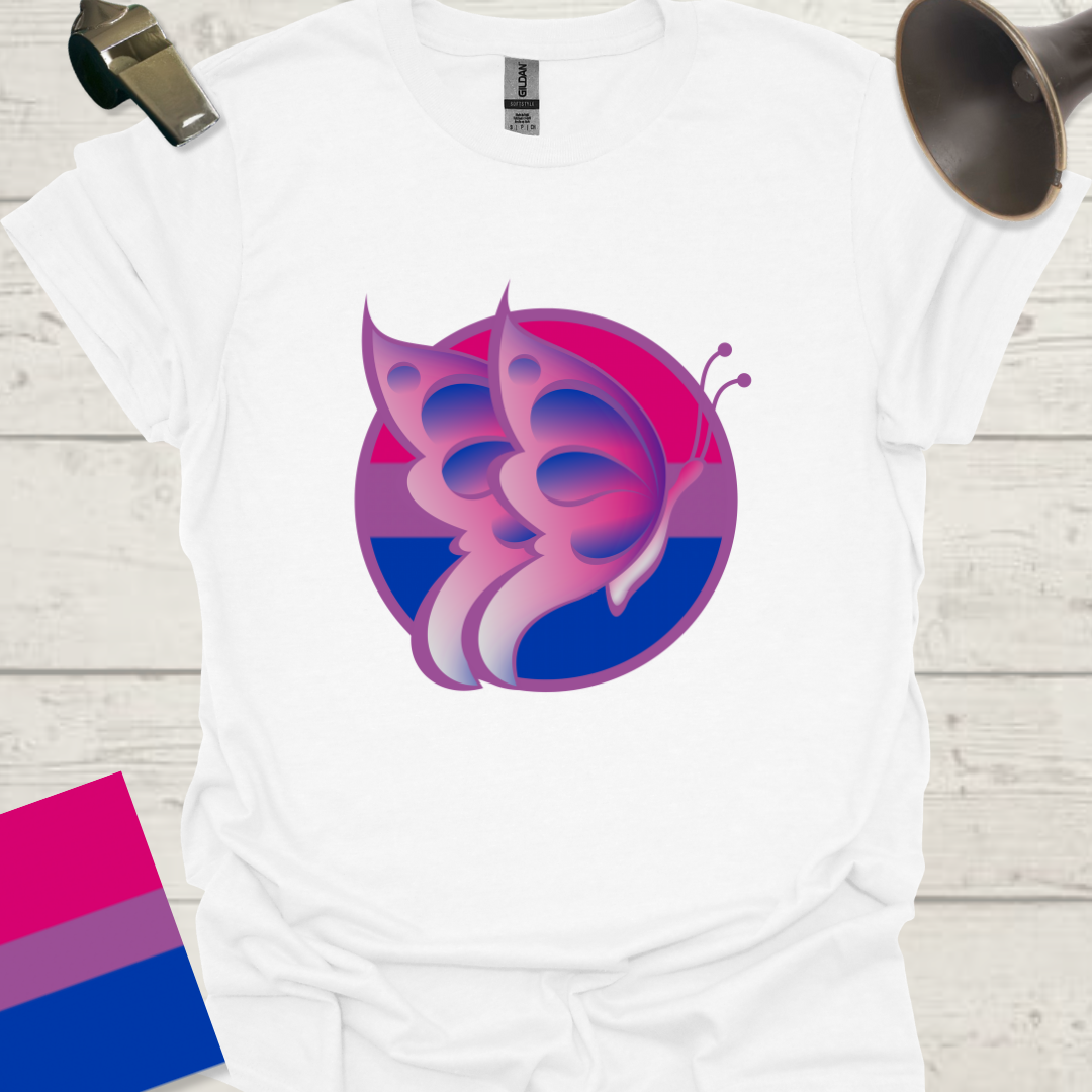 Bisexual Flag Sphere Beautiful Butterfly T-Shirt
