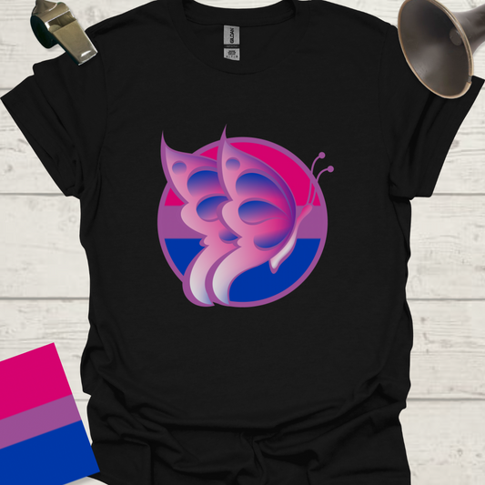 Bisexual Flag Sphere Beautiful Butterfly T-Shirt