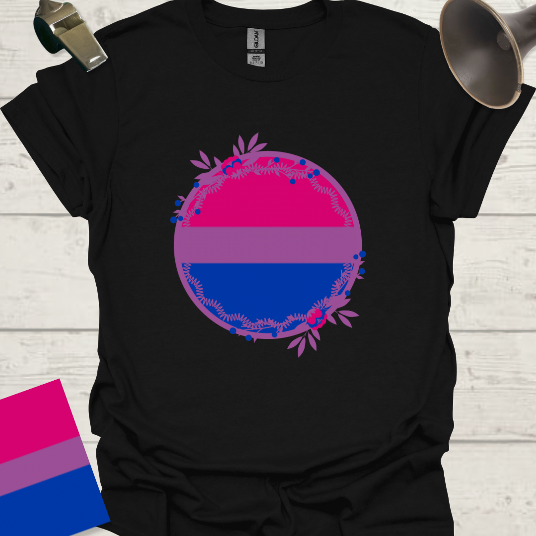 Bisexual Flag Sphere Flowers T-Shirt