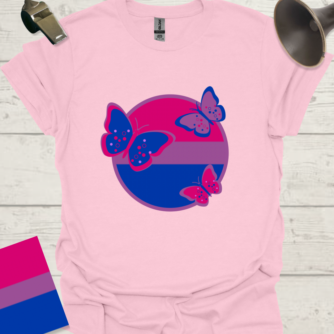 Bisexual Flag Sphere Butterflies T-Shirt