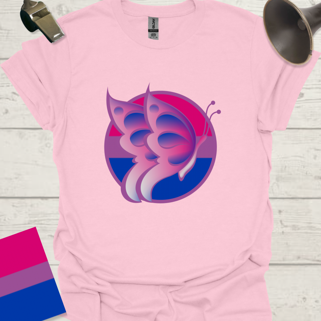 Bisexual Flag Sphere Beautiful Butterfly T-Shirt