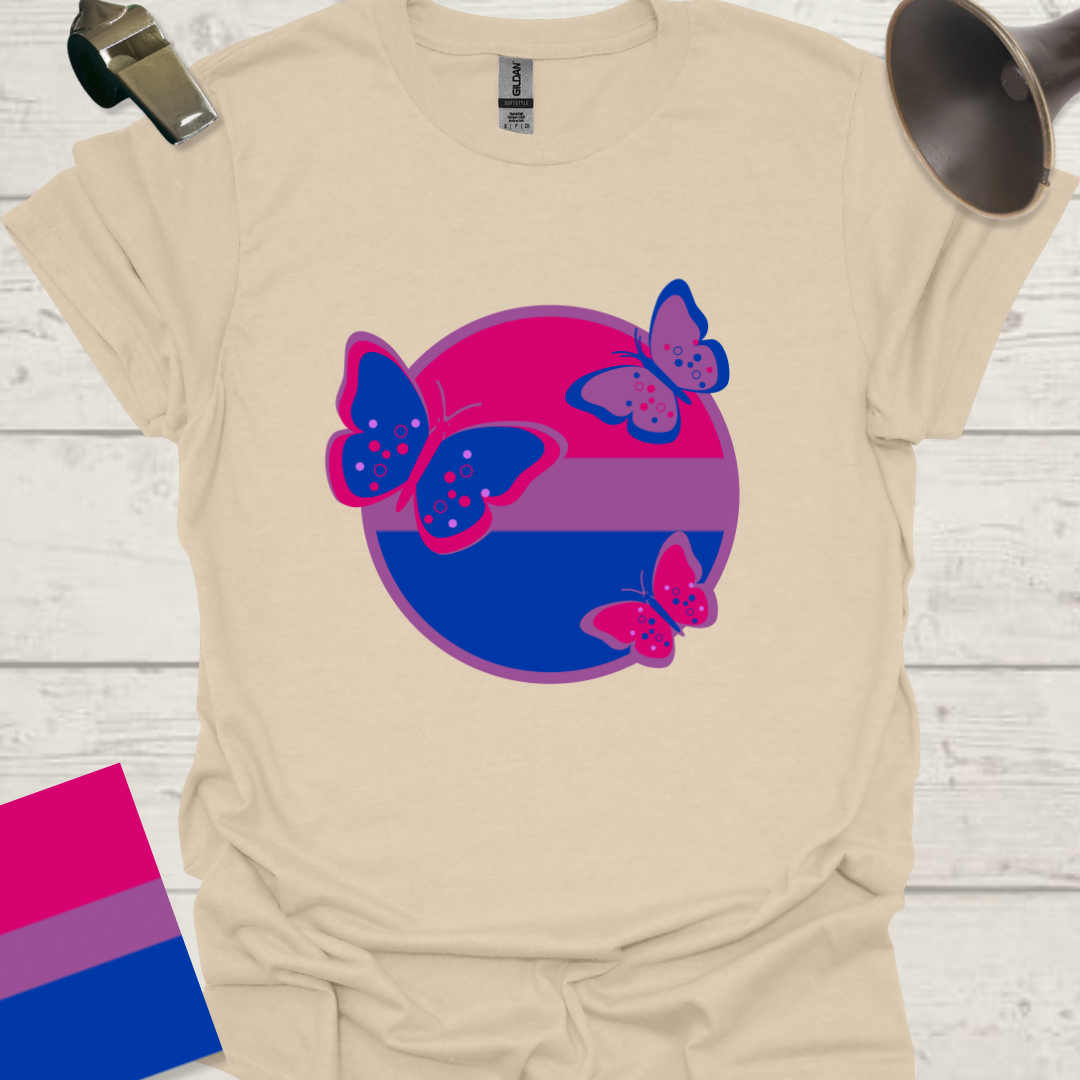 Bisexual Flag Sphere Butterflies T-Shirt
