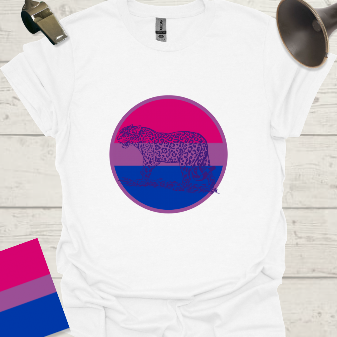Bisexual Flag Sphere Blue Leopard T-Shirt