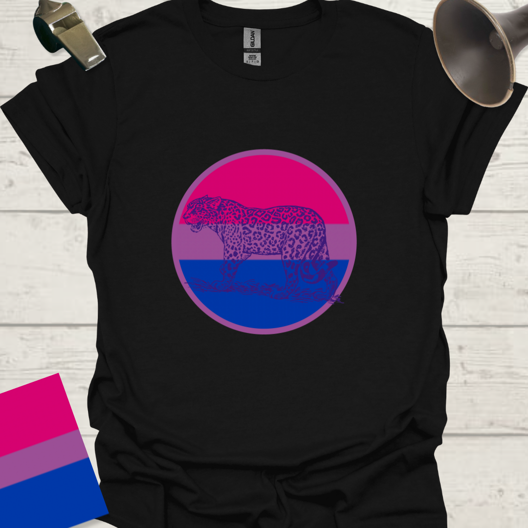 Bisexual Flag Sphere Blue Leopard T-Shirt