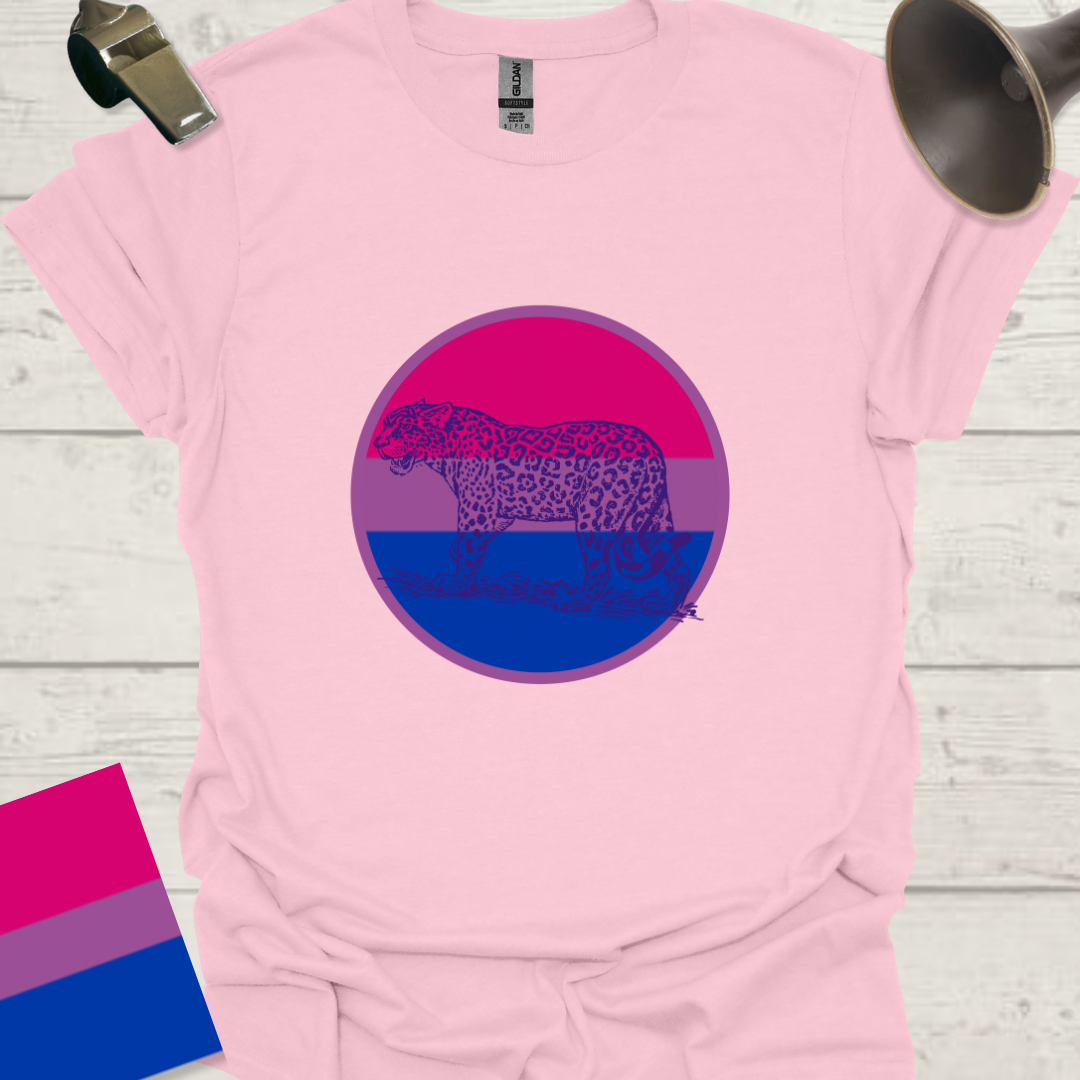Bisexual Flag Sphere Blue Leopard T-Shirt