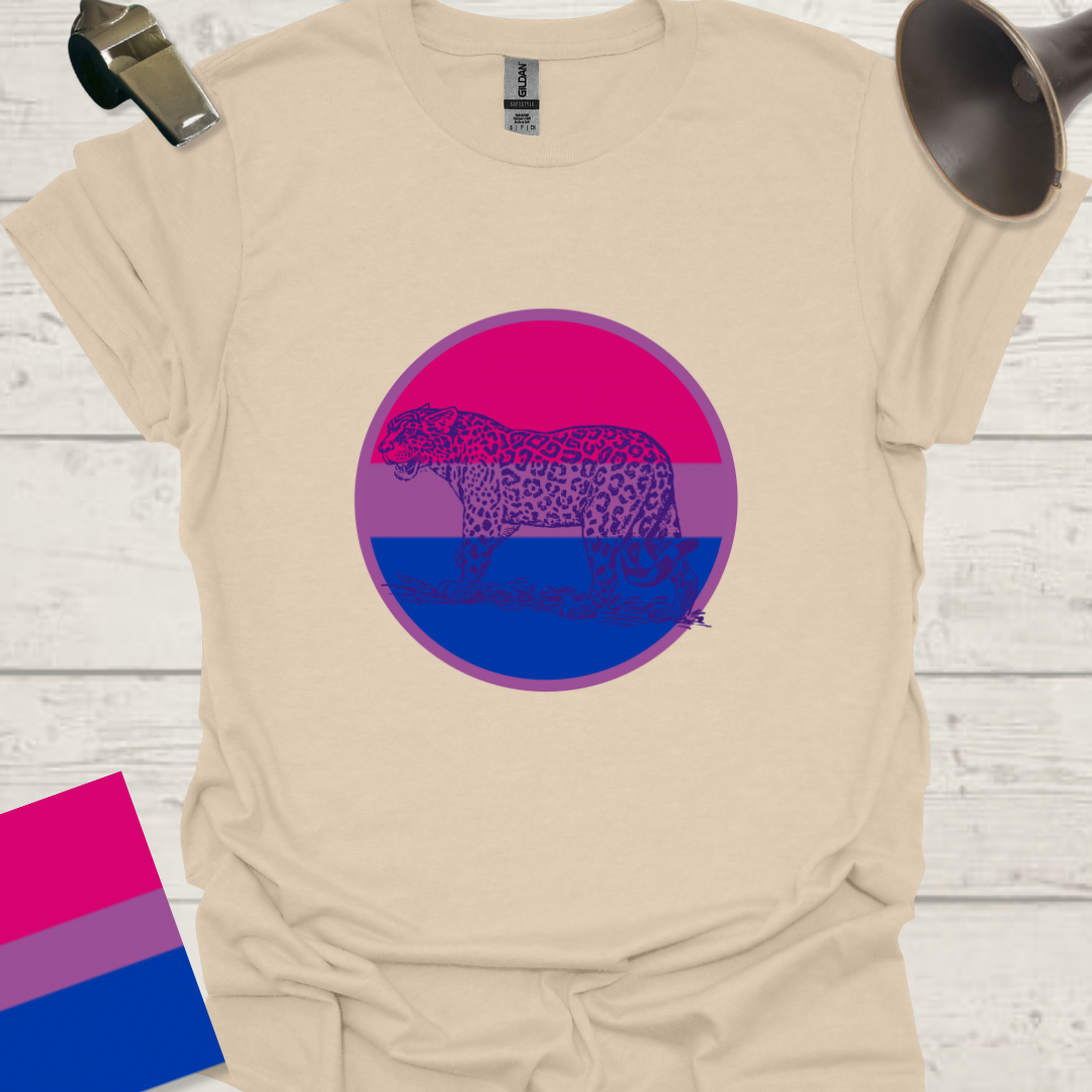 Bisexual Flag Sphere Blue Leopard T-Shirt