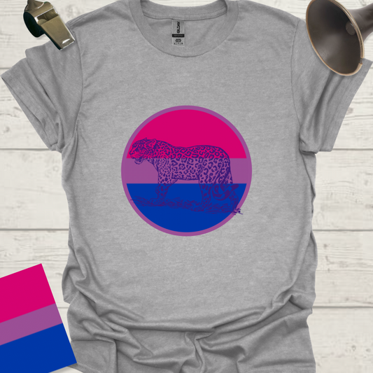 Bisexual Flag Sphere Blue Leopard T-Shirt