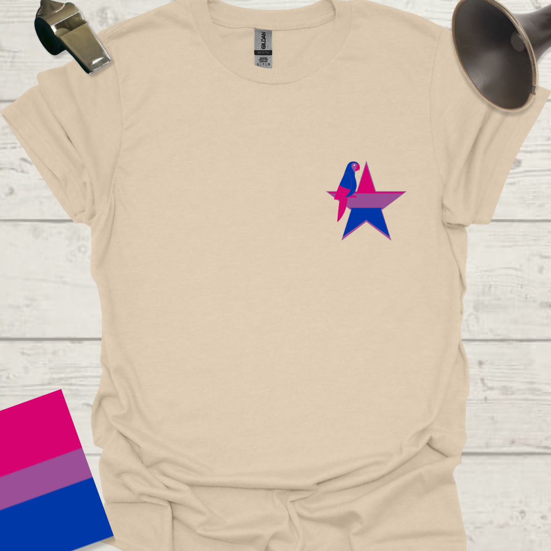 Bisexual Flag Colors Star Parrot T-Shirt