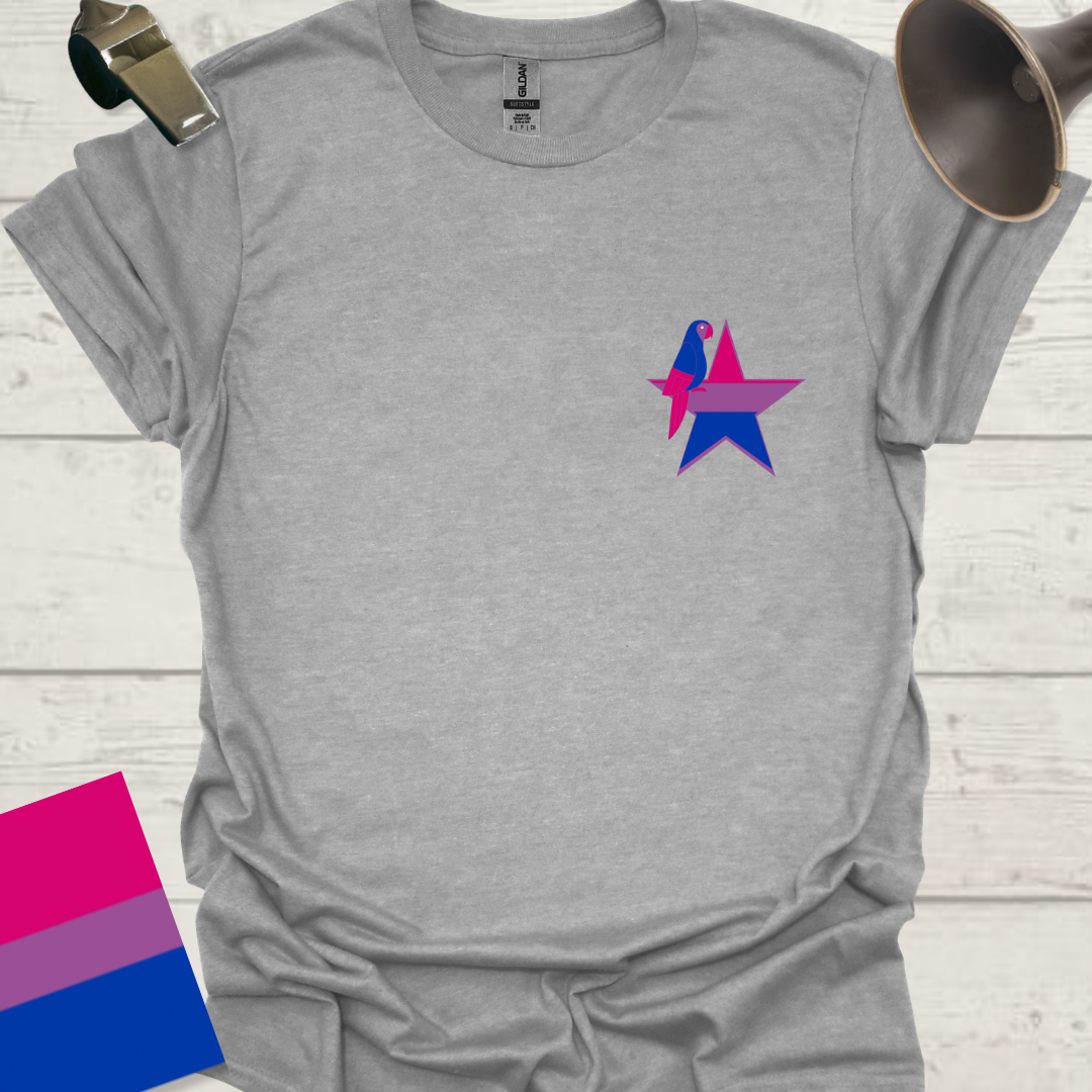 Bisexual Flag Colors Star Parrot T-Shirt