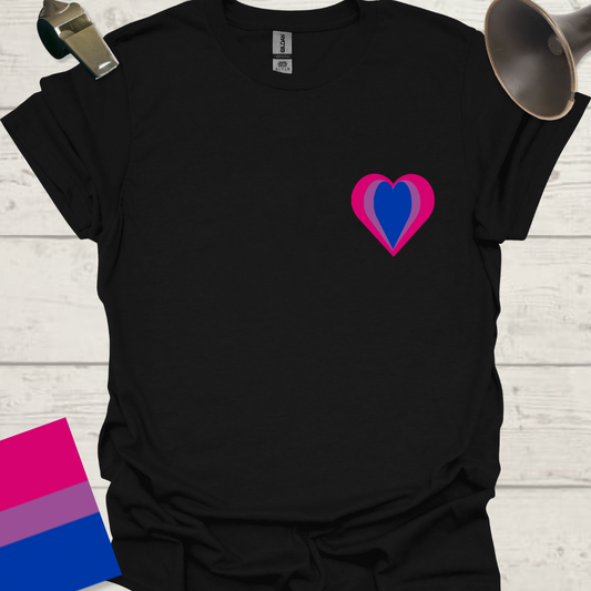 Bisexual Flag Pink Blue Purple Heart T-Shirt