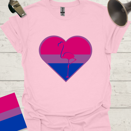 Bisexual Flag Heart Flamingo T-Shirt