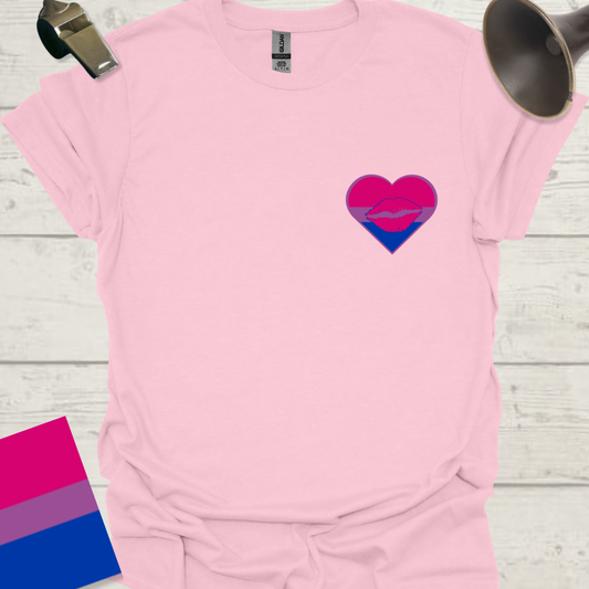 Bisexual Flag Heart Pink Lips T-Shirt