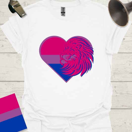 Bisexual Flag Heart Lion T-Shirt