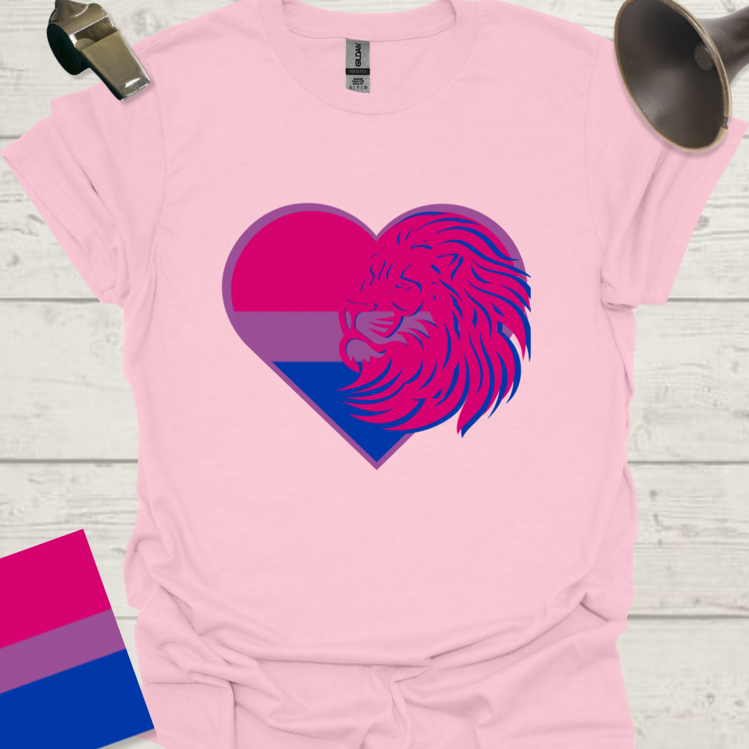 Bisexual Flag Heart Lion T-Shirt