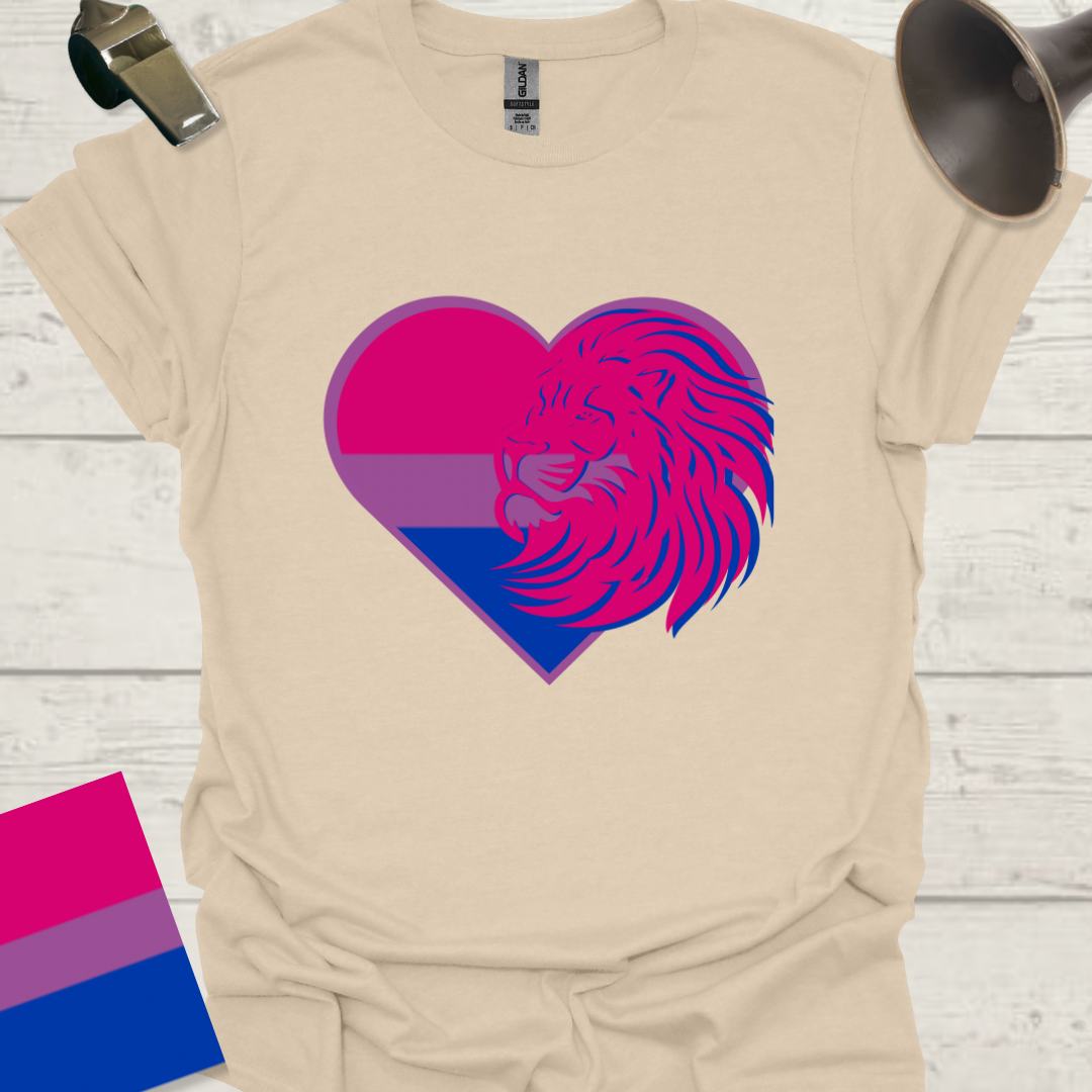 Bisexual Flag Heart Lion T-Shirt