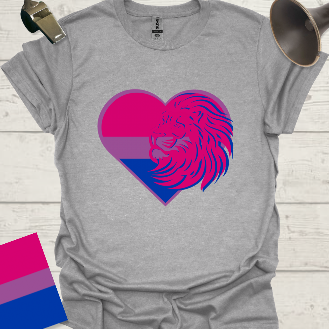 Bisexual Flag Heart Lion T-Shirt