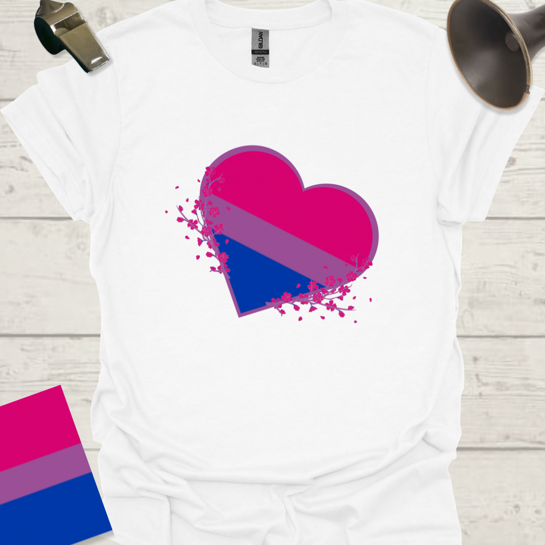 Bisexual Flag Heart Flowers T-Shirt