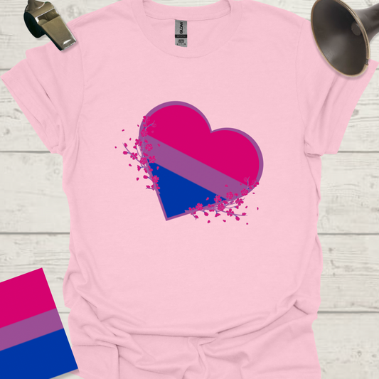 Bisexual Flag Heart Flowers T-Shirt