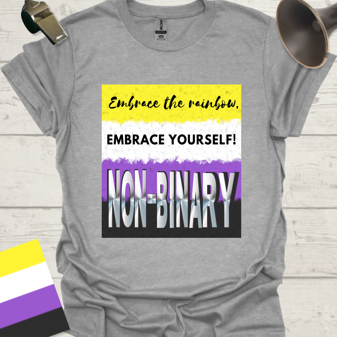Unisex T-Shirt Embrace the rainbow, Embrace yourself! Non-Binary Cubism Flag Design