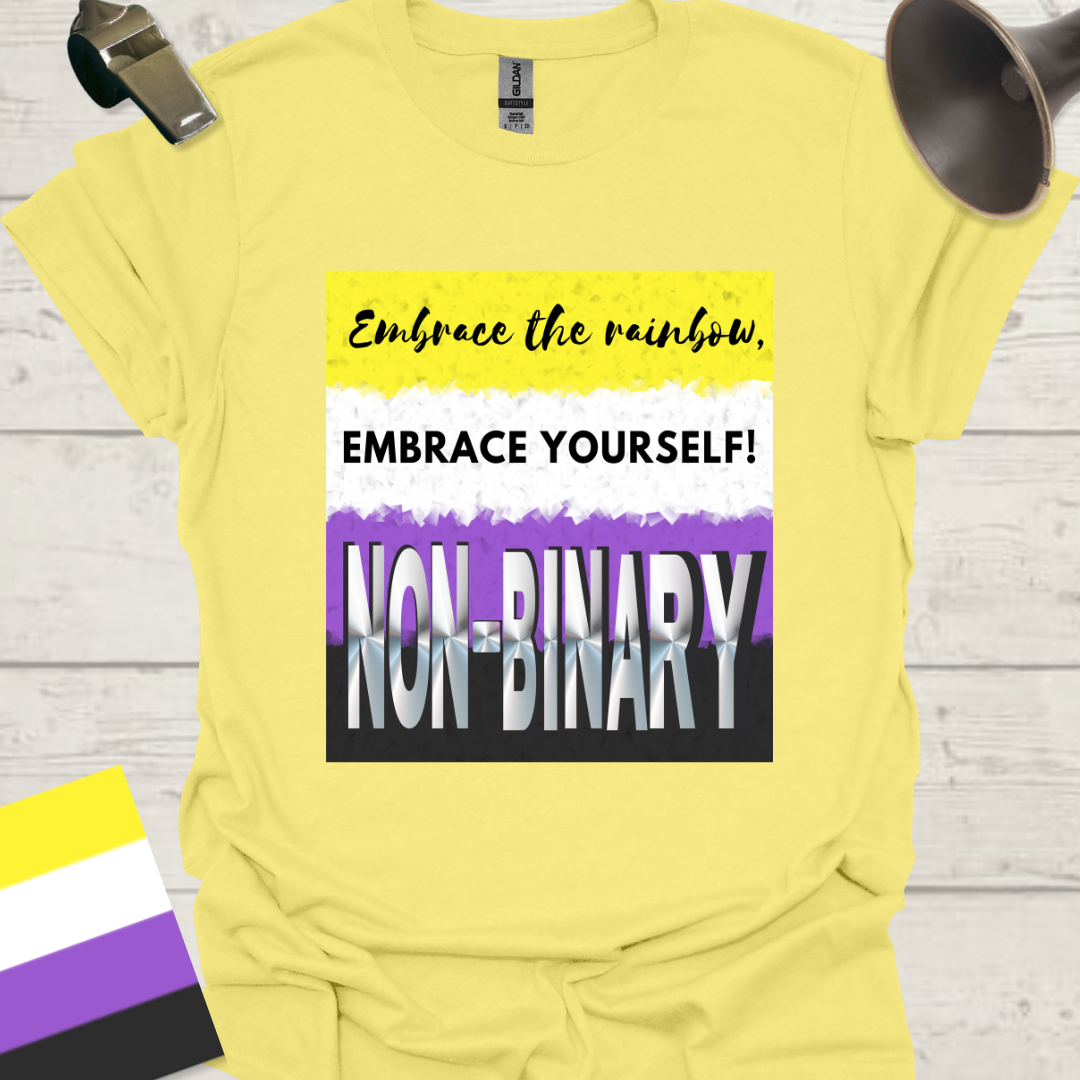 Unisex T-Shirt Embrace the rainbow, Embrace yourself! Non-Binary Cubism Flag Design