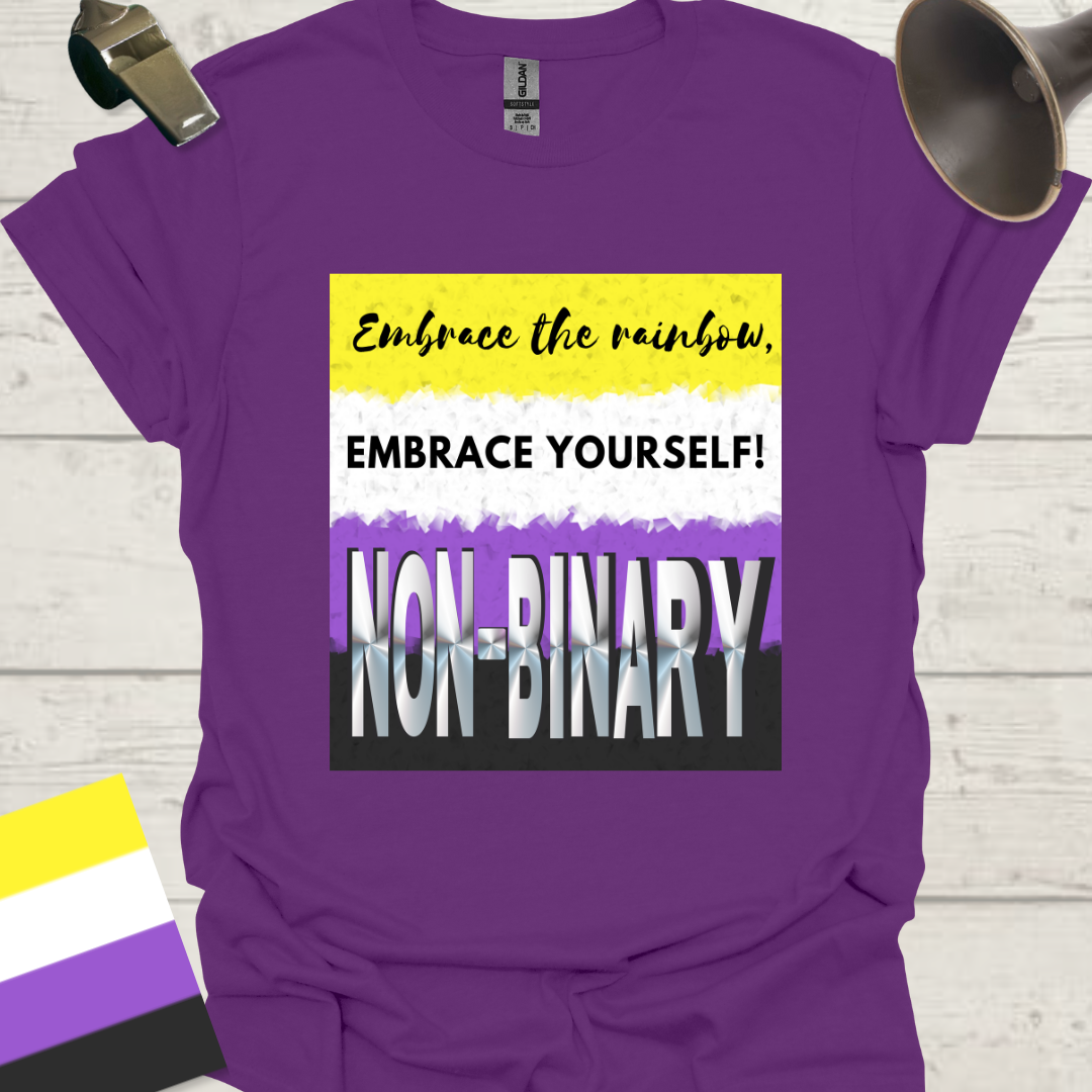 Unisex T-Shirt Embrace the rainbow, Embrace yourself! Non-Binary Cubism Flag Design