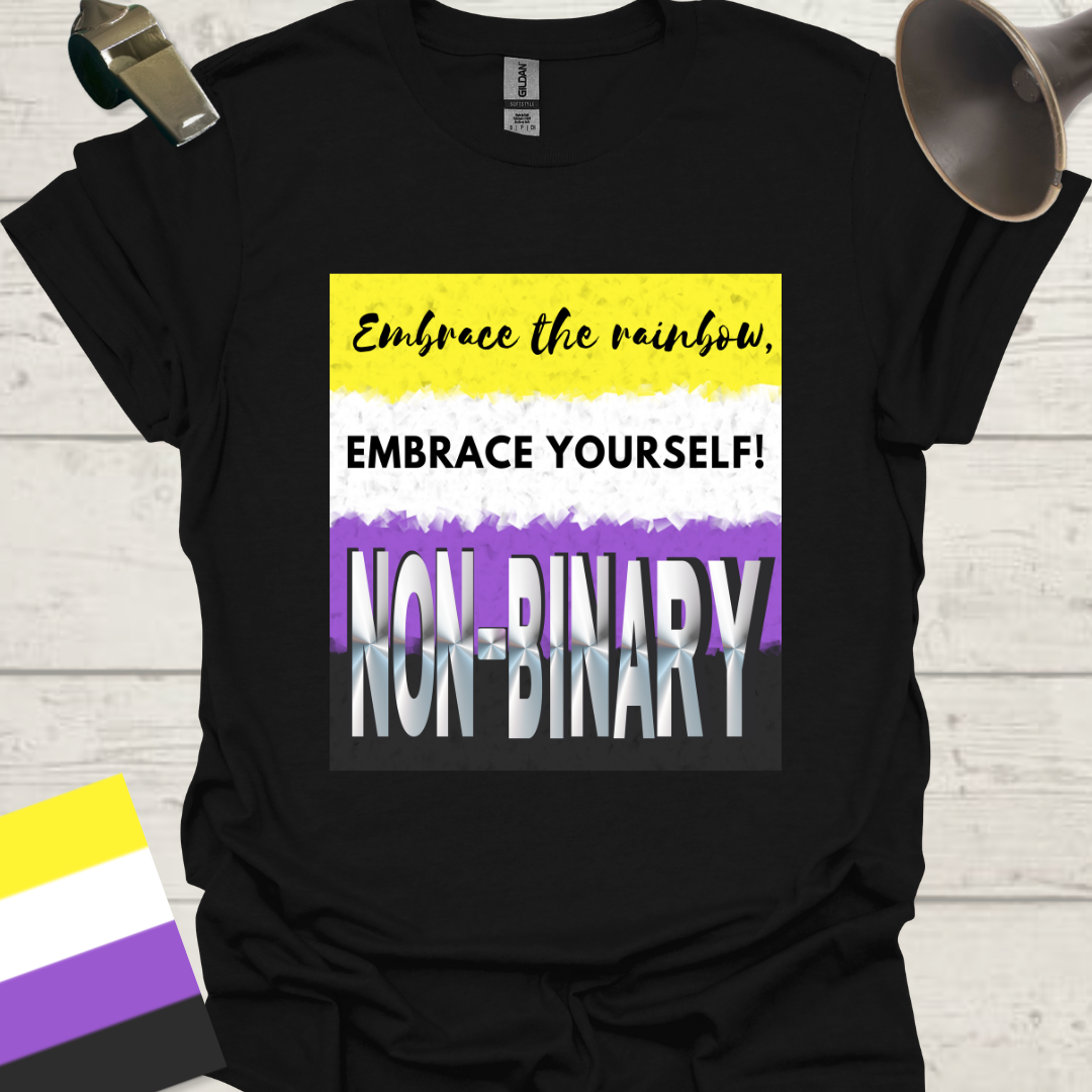 Unisex T-Shirt Embrace the rainbow, Embrace yourself! Non-Binary Cubism Flag Design