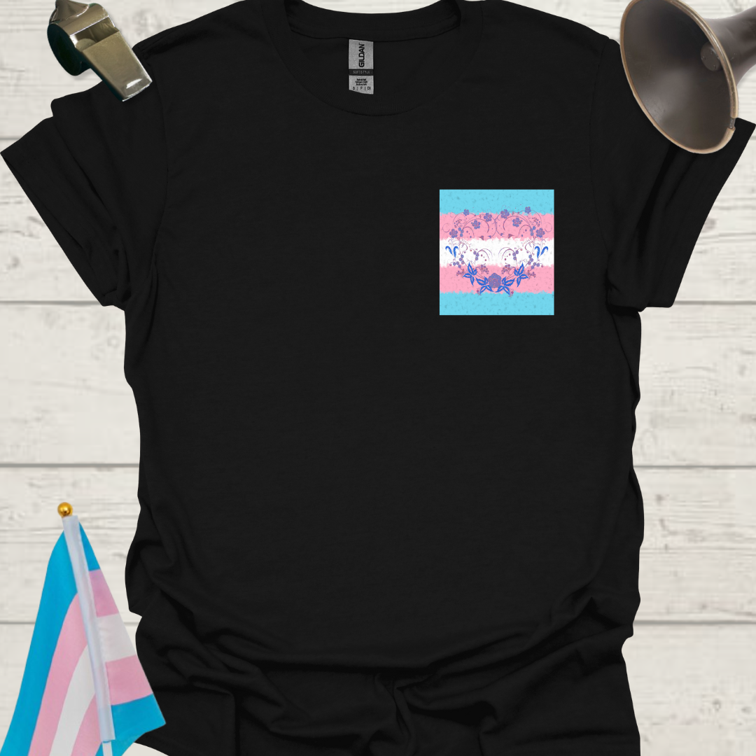 Transgender Pride T-Shirt, Cubism Floral Butterflies Unisex Softstyle