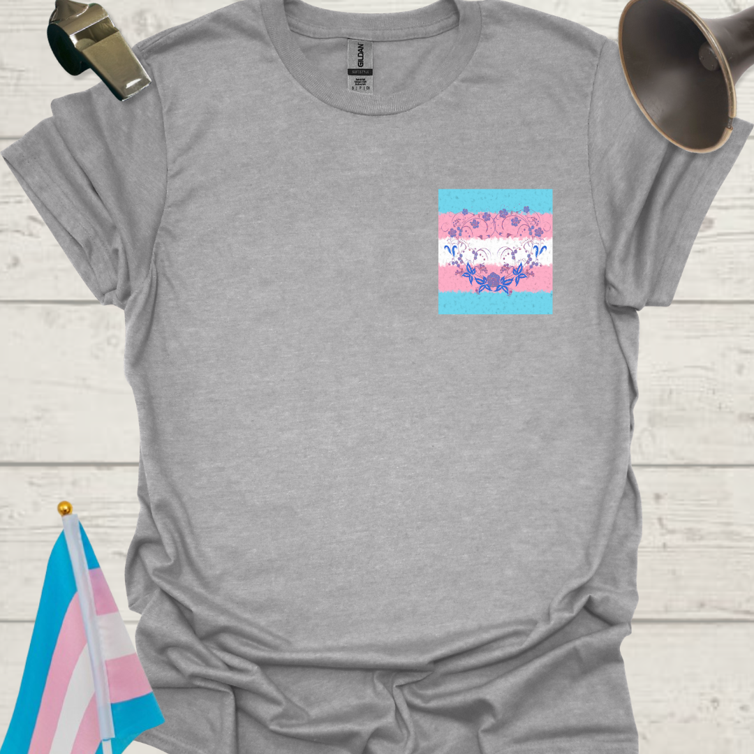 Transgender Pride T-Shirt, Cubism Floral Butterflies Unisex Softstyle