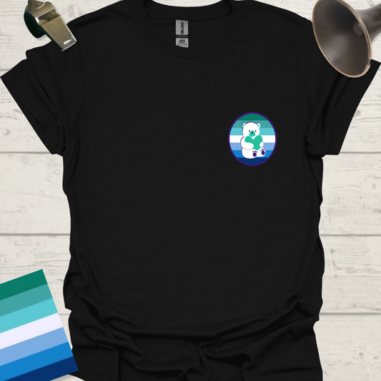 Gay Pride Flag Stripes Sphere, Bear with a Heart T-Shirt