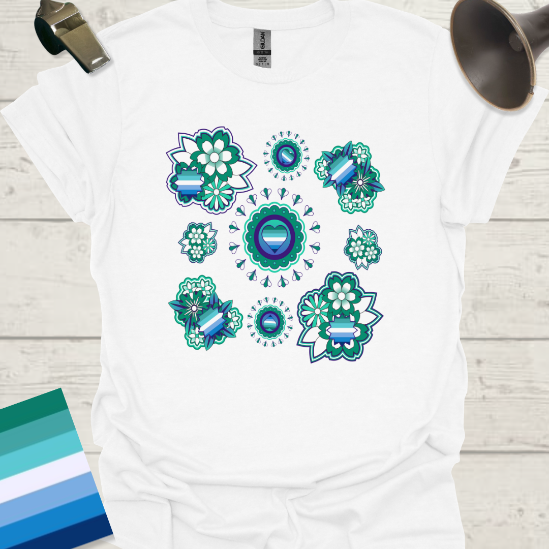 Gay Flag Colors Pride Floral Pattern T-Shirt