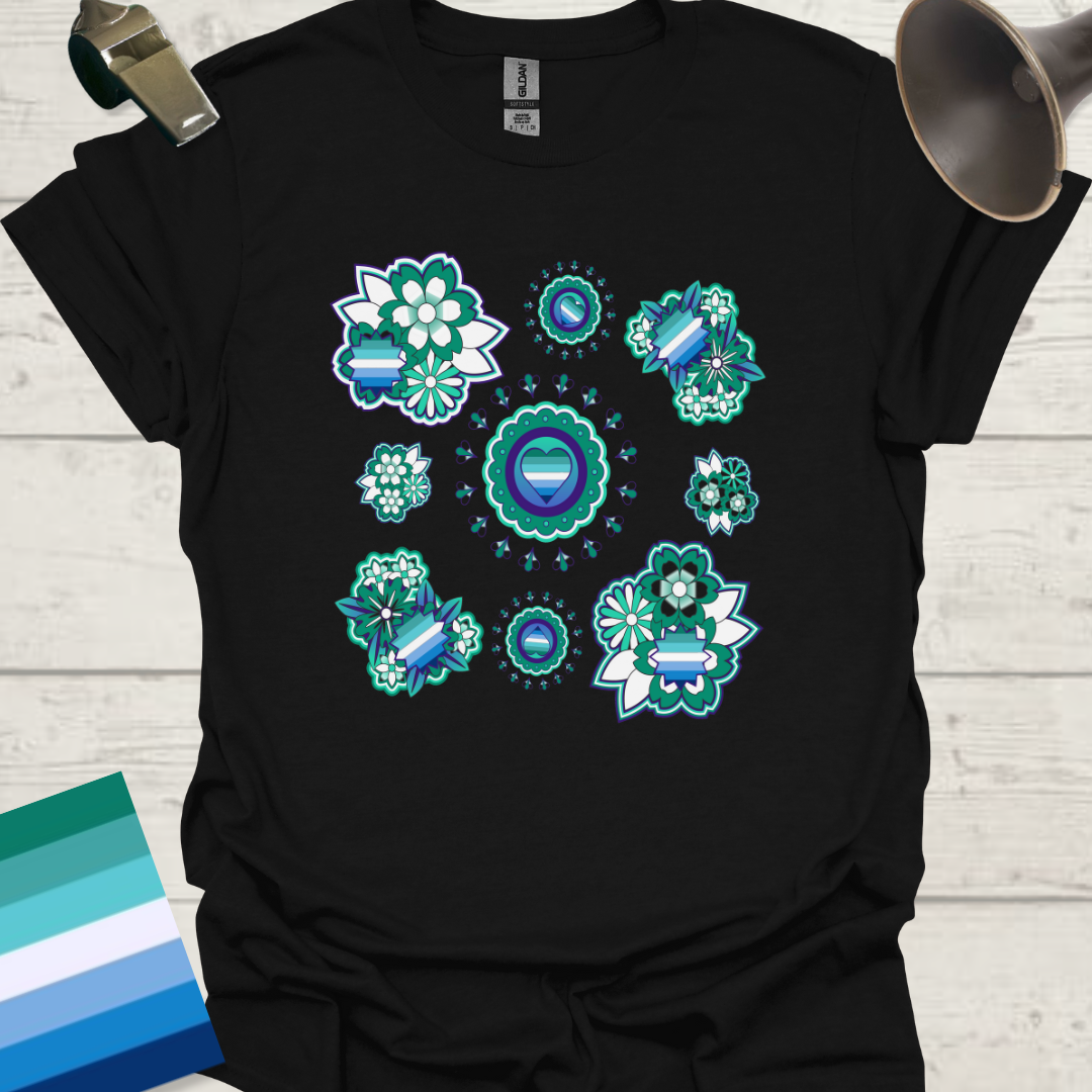 Gay Flag Colors Pride Floral Pattern T-Shirt