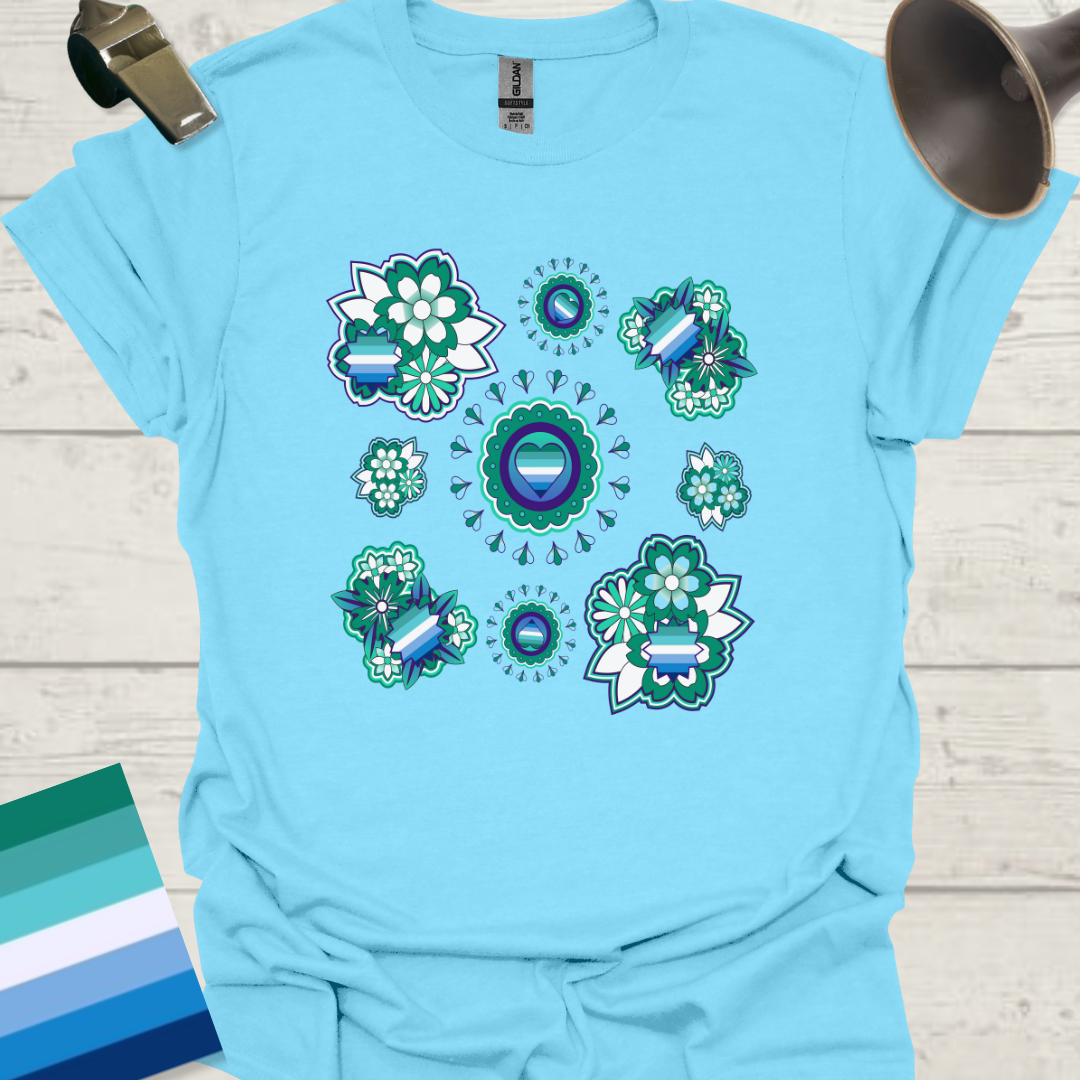 Gay Flag Colors Pride Floral Pattern T-Shirt