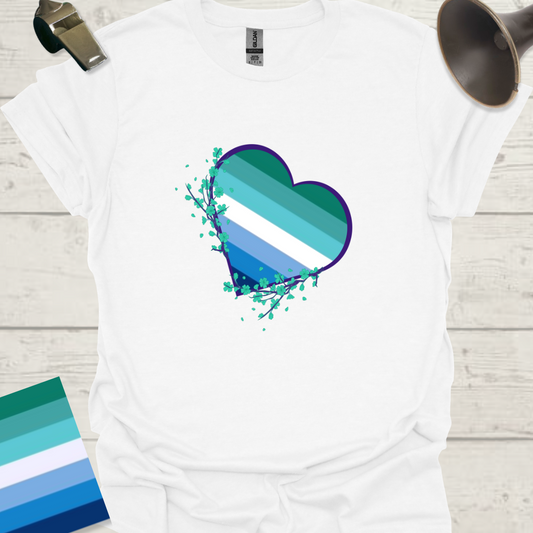 Gay Pride Flag Colors Heart Floral T-Shirt