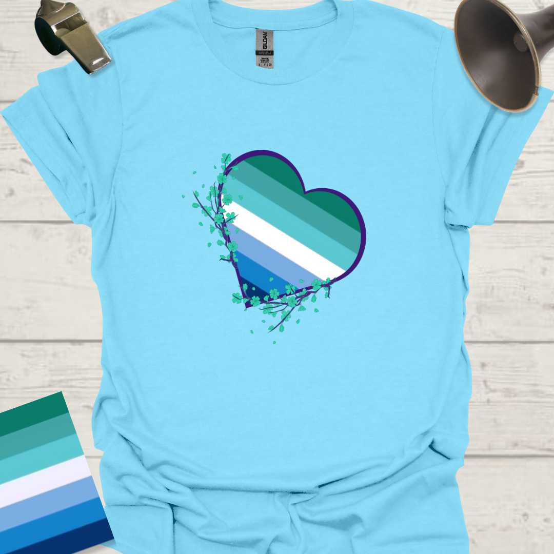 Gay Pride Flag Colors Heart Floral T-Shirt