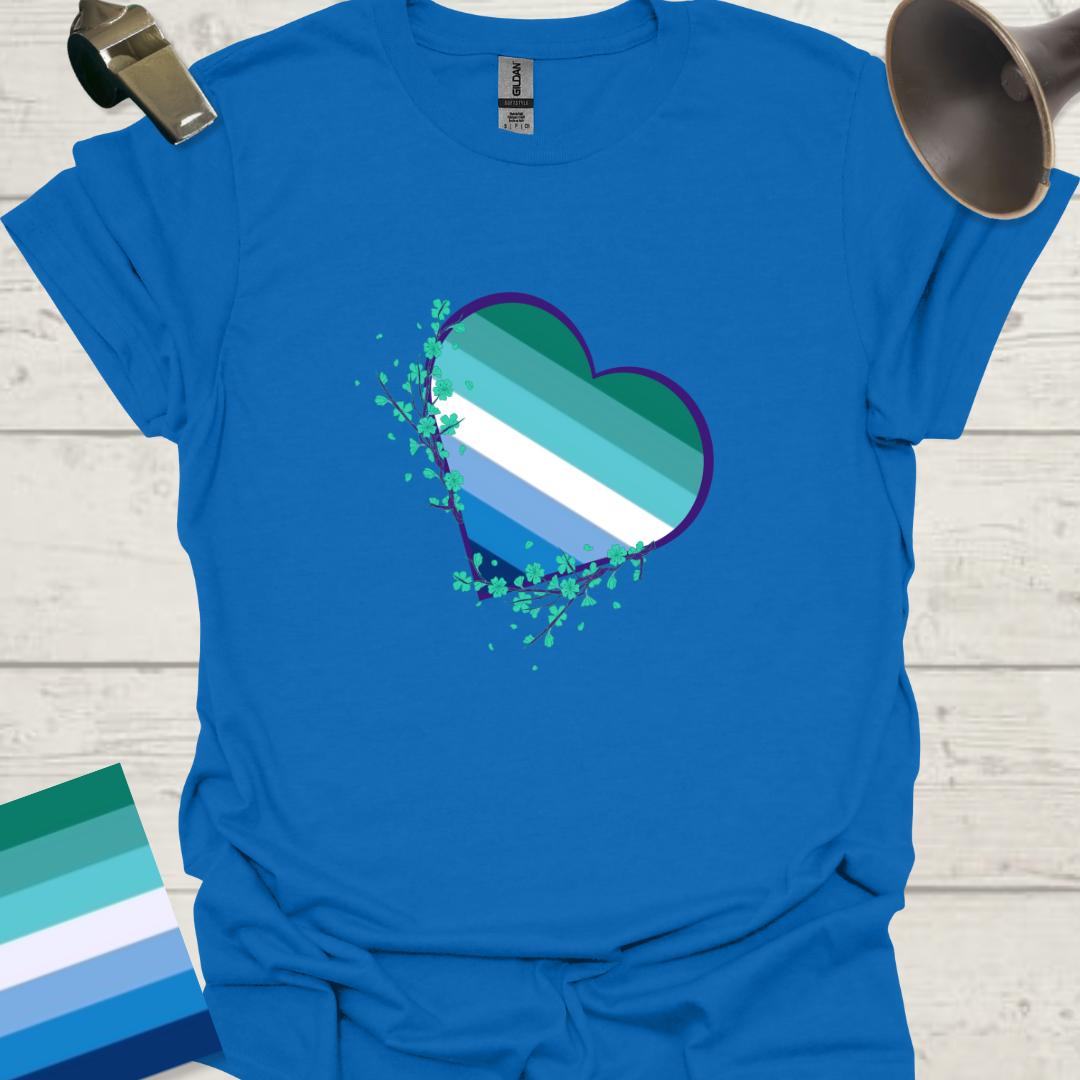 Gay Pride Flag Colors Heart Floral T-Shirt