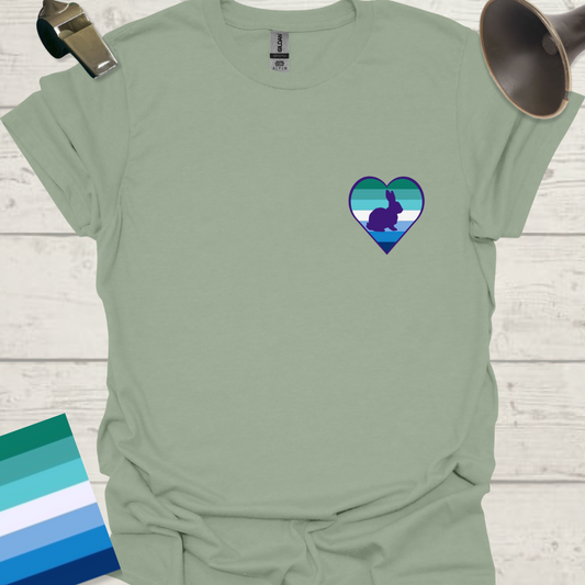 Gay Pride Flag Stripes Heart, Rabbit T-Shirt
