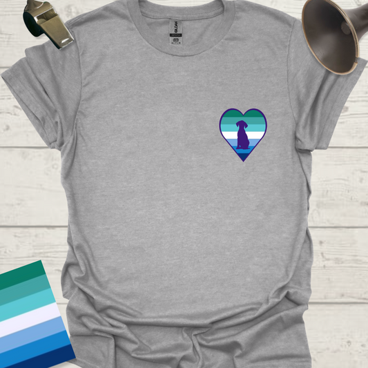 Gay Pride Flag Stripes Heart, Dog T-Shirt