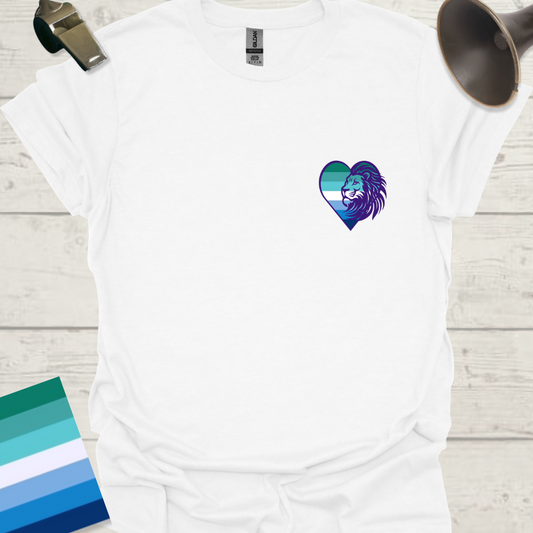 Gay Pride Flag Stripes Heart, Lion T-Shirt
