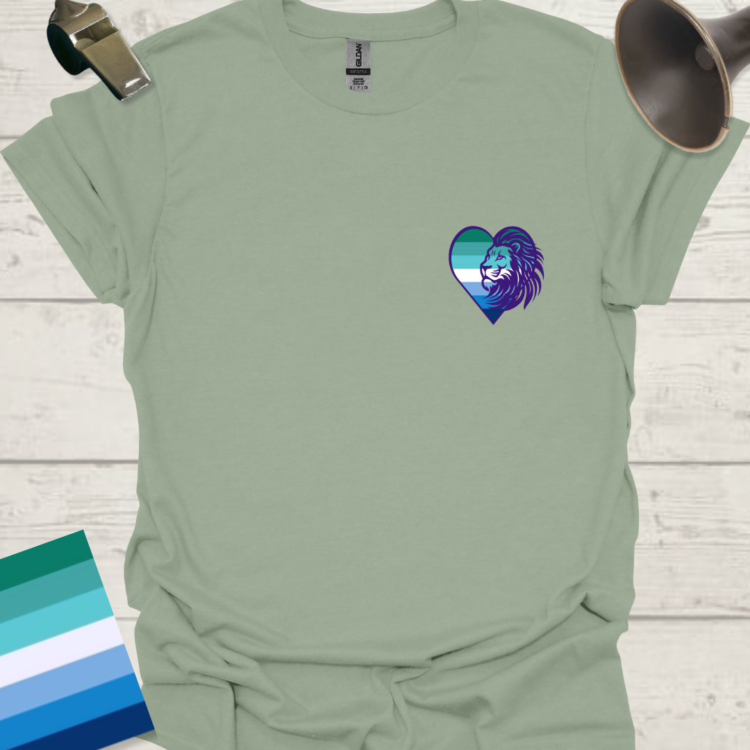 Gay Pride Flag Stripes Heart, Lion T-Shirt