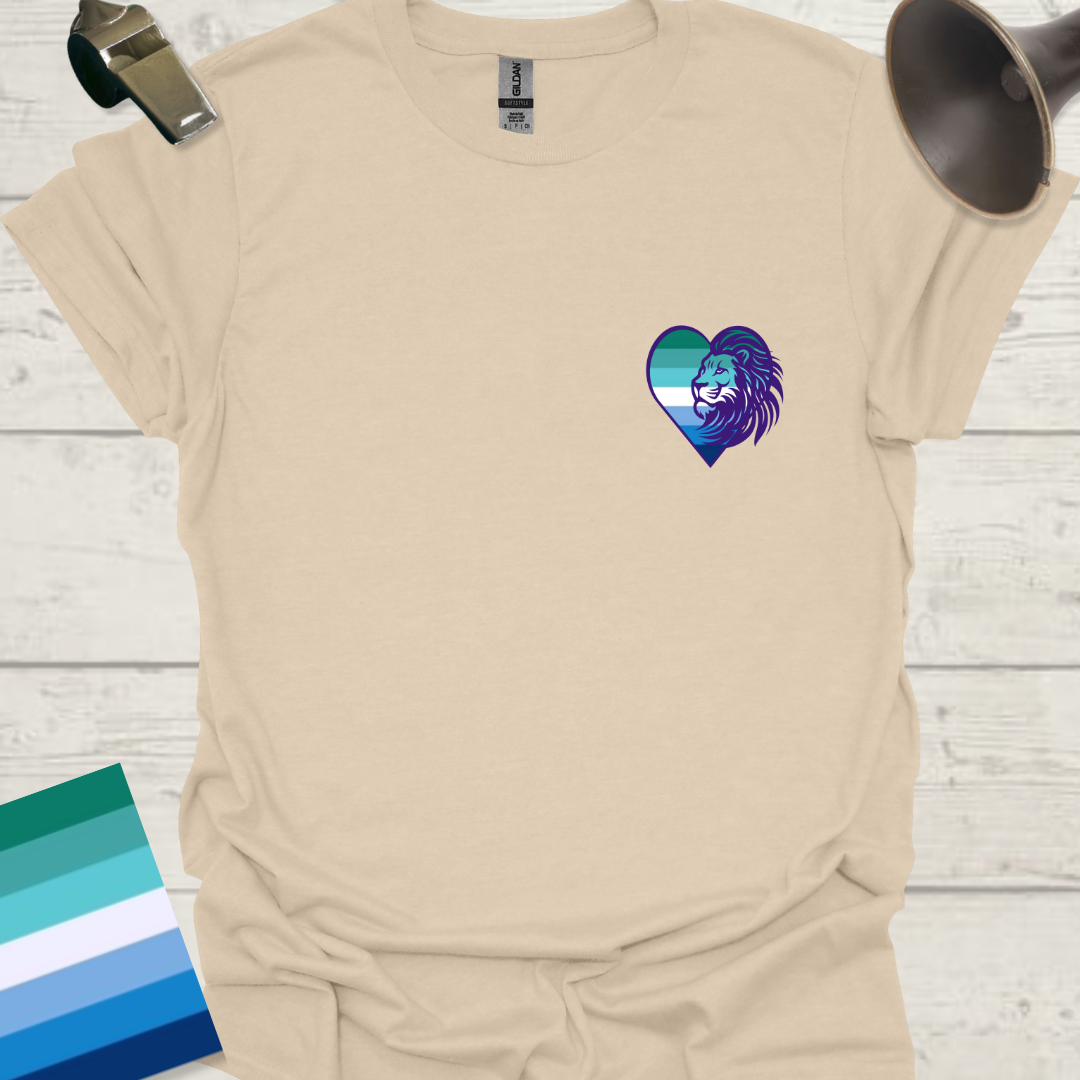 Gay Pride Flag Stripes Heart, Lion T-Shirt