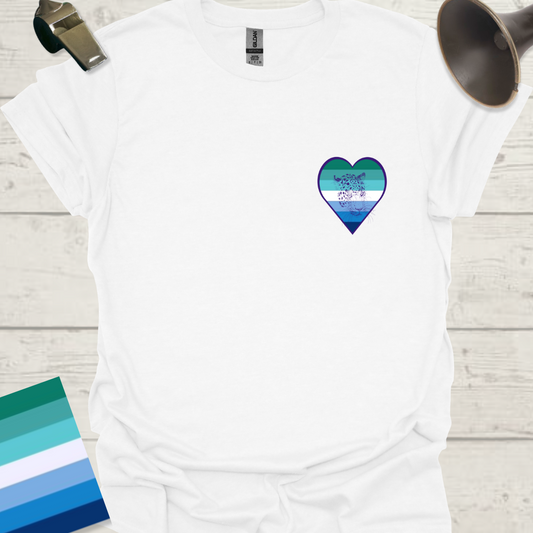 Gay Pride Flag Stripes Heart, Cute Leopard T-Shirt