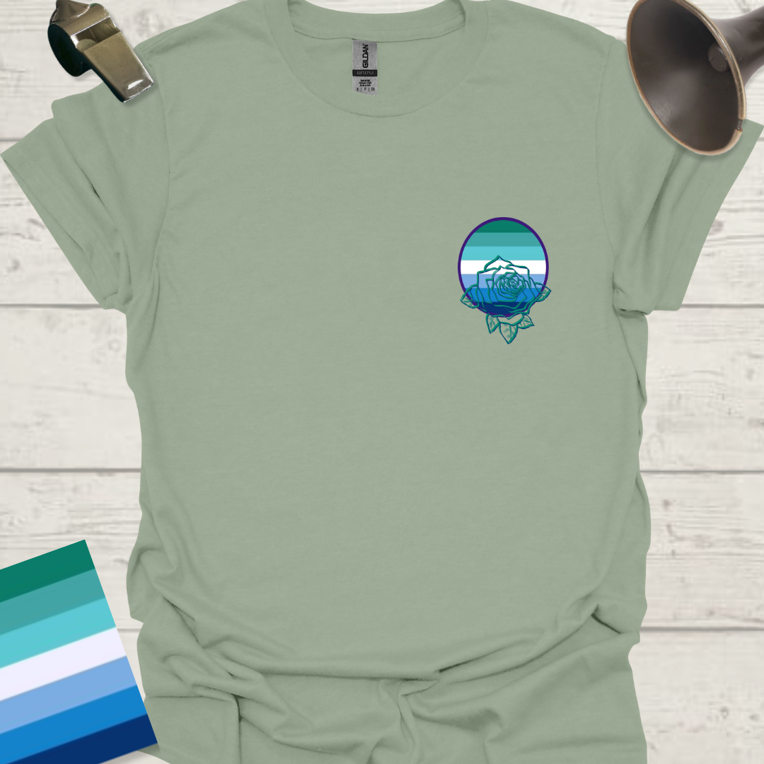 Gay Pride Flag Stripes Sphere, Blue Rose T-Shirt
