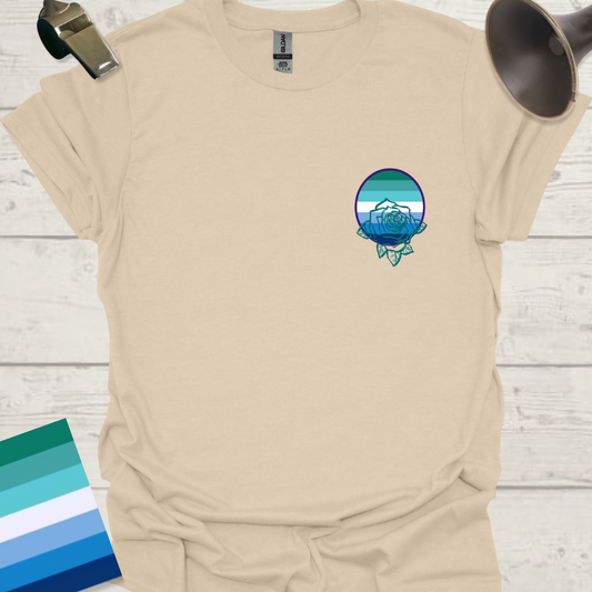 Gay Pride Flag Stripes Sphere, Blue Rose T-Shirt