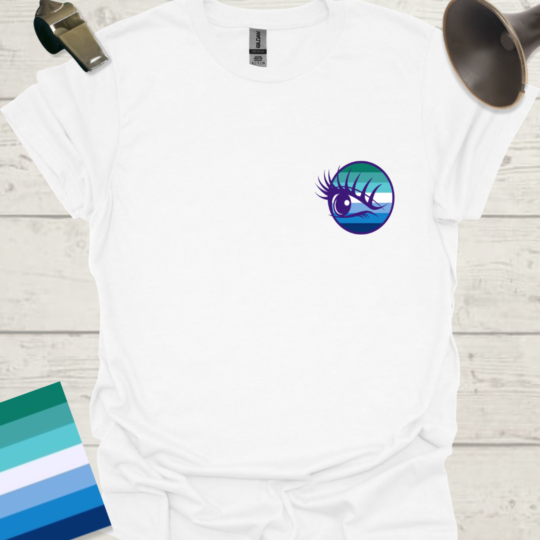 Gay Pride Flag Stripes Sphere, Blue Eye T-Shirt