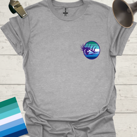 Gay Pride Flag Stripes Sphere, Blue Eye T-Shirt