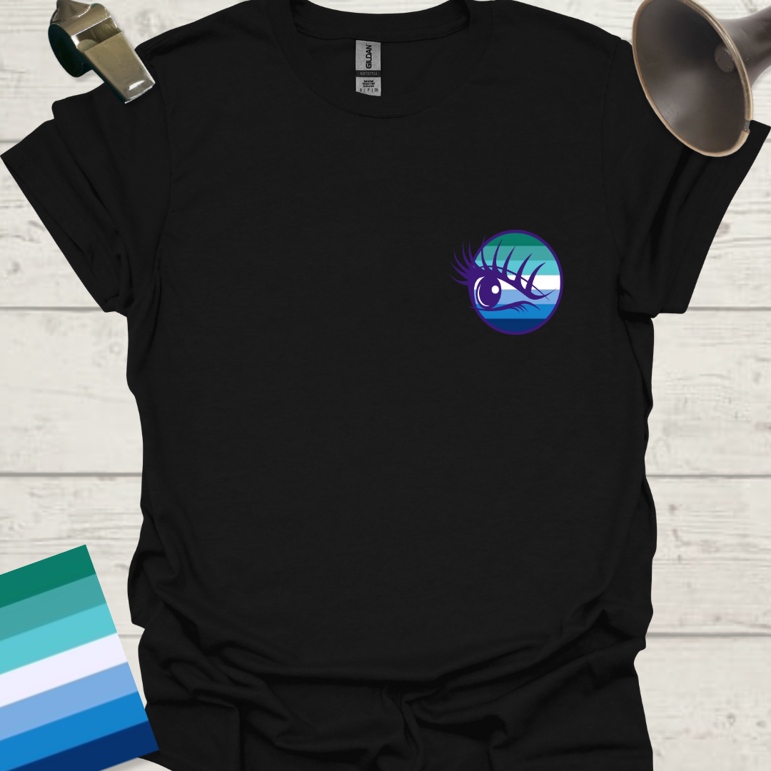 Gay Pride Flag Stripes Sphere, Blue Eye T-Shirt