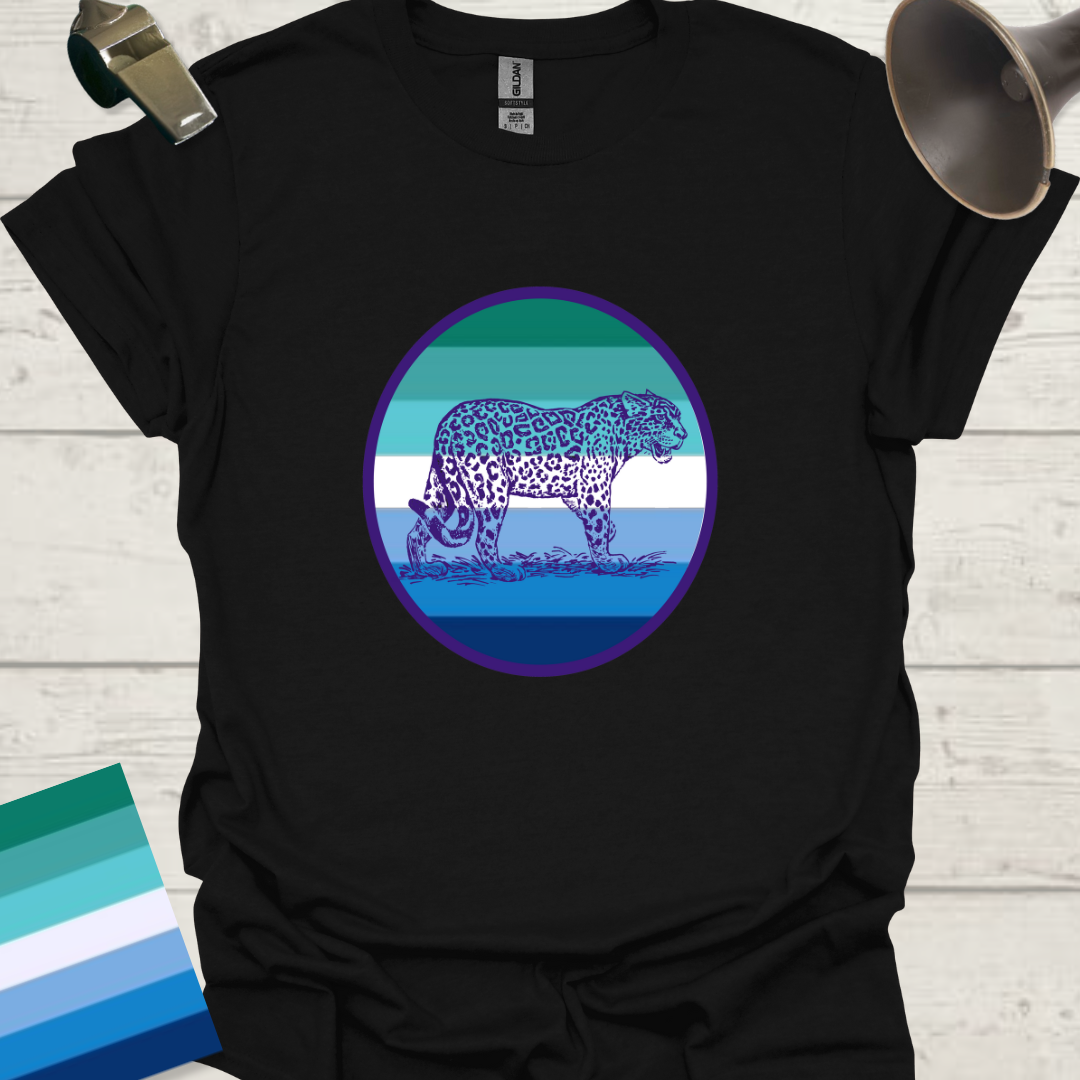 Gay Man Pride Flag Colors in a Sphere, Cute Leopard T-Shirt